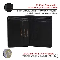 REDHORNS Top Grain Genuine Leather Wallet for Men | Royal Black Ultra Slim & Compact Purse | Handcrafted Ultra Strong Stitching | 10 Card Slots - WM-650A (Black)-thumb1