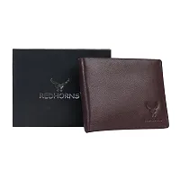 REDHORNS Stylish Genuine Leather Wallet for Men Lightweight Bi-Fold Slim Wallet with Card Holder Slots Purse for Men (AP01R4_Redwood Brown)-thumb4