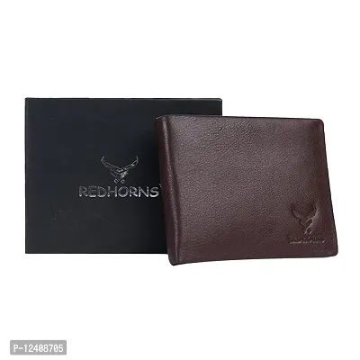 REDHORNS Stylish Genuine Leather Wallet for Men Lightweight Bi-Fold Slim Wallet with Card Holder Slots Purse for Men (AP01R4_Redwood Brown)-thumb5