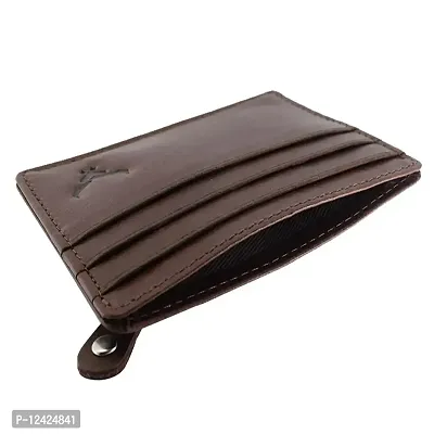 REDHORNS Genuine Leather Card Holder Money Wallet 3-Slot Slim Credit Debit Coin Purse for Men & Women (RD379B_Brown)-thumb2