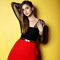 REDHORNS Women Belt Casual Thin Belt For Dress Skirt Waist Elegant Design Ladies Designer Waistband (LD001B_Black)-thumb4