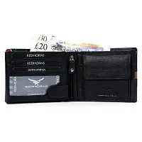 REDHORNS Stylish Genuine Leather Wallet for Men Lightweight Bi-Fold Slim Wallet with Card Holder Slots Purse for Men (AW-112R1_Black)-thumb1