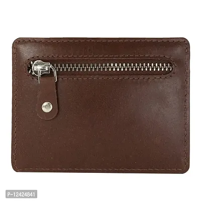 REDHORNS Genuine Leather Card Holder Money Wallet 3-Slot Slim Credit Debit Coin Purse for Men & Women (RD379B_Brown)-thumb3