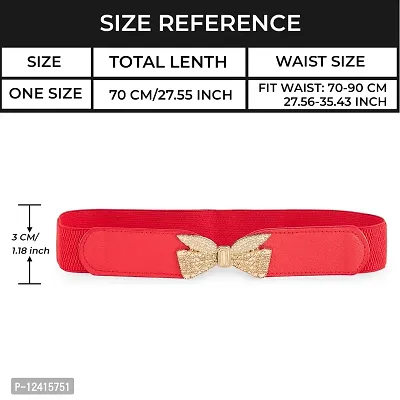 REDHORNS Women Bowknot Design Belt Casual Thin Female Belts Dress Skirt Waist Elegant Ladies Designer Waistband (LD78N_Red)-thumb2