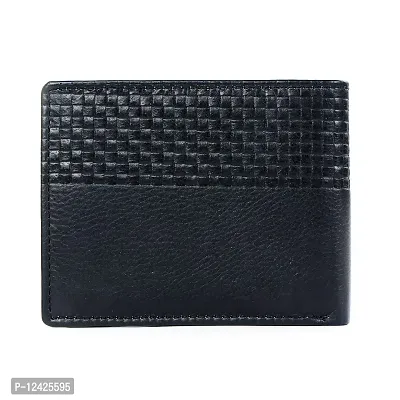 REDHORNS Genuine Leather Wallet for Men Slim Bi-Fold Gents Wallets with ATM Card ID Slots Purse for Men (133R1-Black)-thumb2