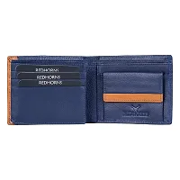 REDHORNS Stylish Genuine Leather Wallet for Men Lightweight Bi-Fold Slim Wallet with Card Holder Slots Purse for Men (V_A04R6_Navy Blue)-thumb1