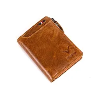 REDHORNS Stylish Genuine Leather Wallet for Men Lightweight Bi-Fold Slim Wallet with Card Holder Slots Purse for Men (1101F_Tan)-thumb3