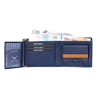 REDHORNS Stylish Genuine Leather Wallet for Men Lightweight Bi-Fold Slim Wallet with Card Holder Slots Purse for Men (V_A04R6_Navy Blue)-thumb3