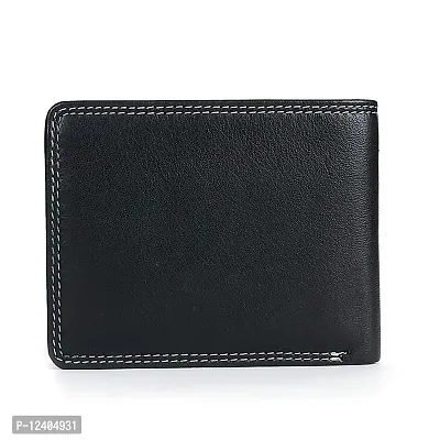 REDHORNS Stylish Genuine Leather Wallet for Men Lightweight Bi-Fold Slim Wallet with Card Holder Slots Purse for Men (WC-629R1_Black)-thumb4