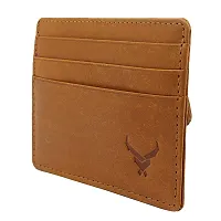 REDHORNS Genuine Leather Card Holder Money Wallet 3-Slot Slim Credit Debit Coin Purse for Men & Women (RD379F_Tan)-thumb3