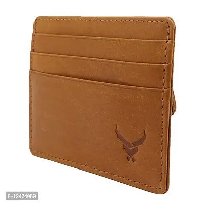 REDHORNS Genuine Leather Card Holder Money Wallet 3-Slot Slim Credit Debit Coin Purse for Men & Women (RD379F_Tan)-thumb4