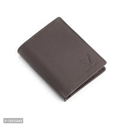 REDHORNS Stylish Genuine Leather Wallet for Men Lightweight Bi-Fold Slim Wallet with Card Holder Slots Purse for Men (RA06R3_Dark Brown)