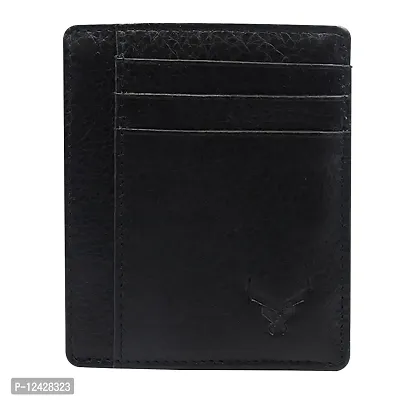 REDHORNS Genuine Leather Card Holder Money Wallet 6-Slot Slim Credit Debit Coin Purse for Men  Women (RD374A_Black)-thumb0
