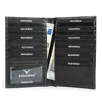 REDHORNS Genuine Leather Regular Wallet Card Holder with Multi Pockets for Men (Black)-thumb1