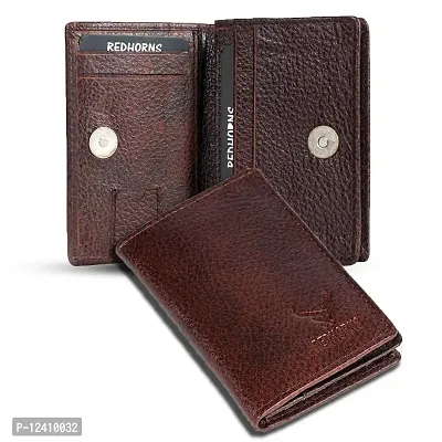 REDHORNS Genuine Leather Bi-fold Card Holder Money Wallet 16-Slot Slim Credit Debit Coin Purse for Men & Women (RD003E_Bombay Brown)