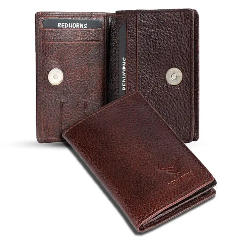REDHORNS Genuine Leather Bi-fold Card Holder Money Wallet 16-Slot Slim Credit Debit Coin Purse for Men & Women (RD003_P)