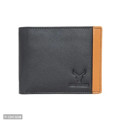 REDHORNS Stylish Genuine Leather Wallet for Men Lightweight Bi-Fold Slim Wallet with Card Holder Slots Purse for Men (V_A04R1_Black)