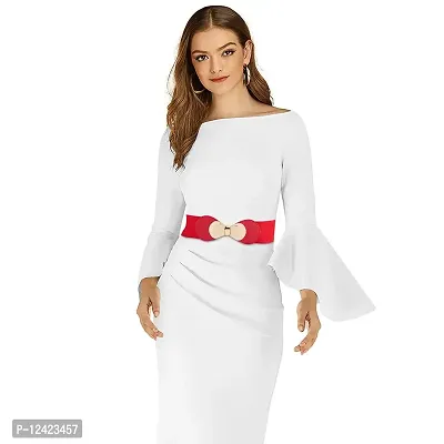 REDHORNS Womens Bowknot Design Belts Casual Thin Female Belts Dress Skirt Waist Elegant Ladies Designer Waistband Free Size (LD85N_Red)-thumb5