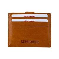 REDHORNS Genuine Leather Card Holder Money Wallet 9-Slot Slim Credit Debit Coin Purse for Men  Women (RD375F_Tan)-thumb1