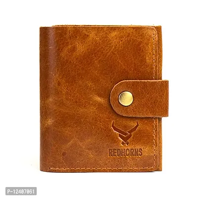REDHORNS Stylish Genuine Leather Wallet for Men Lightweight Bi-Fold Slim Wallet with Card Holder Slots Purse for Men (ARD351R6_Tan)-thumb0