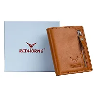 REDHORNS Stylish Genuine Leather Wallet for Men Lightweight Bi-Fold Slim Wallet with Card Holder Slots Purse for Men (350F_Tan)-thumb4