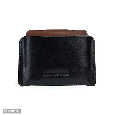 REDHORNS Genuine Leather Regular Mini Wallet Card Holder for Men & Women (Black)-thumb5