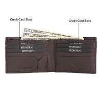 REDHORNS Stylish Genuine Leather Wallet for Men Lightweight Bi-Fold Slim Wallet with Card Holder Slots Purse for Men (RA131R3_Dark Brown)-thumb4