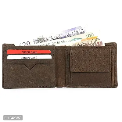 REDHORNS Genuine Leather Wallet for Men Slim Bi-Fold Gents Wallets with ATM Card ID Slots Purse for Men (160-Dark Brown)-thumb2