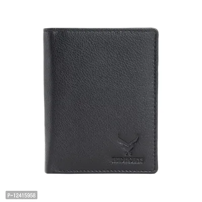 REDHORNS Stylish Genuine Leather Wallet for Men Lightweight Bi-Fold Slim Wallet with Card Holder Slots Purse for Men (A07R1_Black)