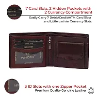 REDHORNS Top Grain Genuine Leather Wallet for Men | Brown Ultra Slim  Compact Purse | Handcrafted Ultra Strong Stitching | Zip with 9 Card Slots | Hidden Pockets with ID Slots - WM-621E (B. Brown)-thumb1