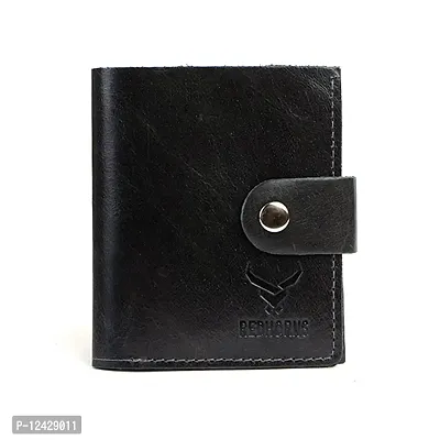 REDHORNS Genuine Leather Wallet for Men Slim Bi-Fold Gents Wallets with ATM Card ID Slots Purse for Men (351A-Black)