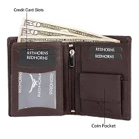 REDHORNS Stylish Genuine Leather Wallet for Men Lightweight Bi-Fold Slim Wallet with Card Holder Slots Purse for Men (RA06R4_Redwood Brown)-thumb4