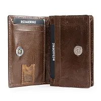 REDHORNS Genuine Leather Bi-fold Card Holder Money Wallet 16-Slot Slim Credit Debit Coin Purse for Men & Women (RD003B_Brown)-thumb1