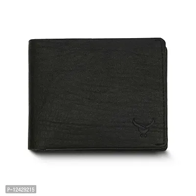 REDHORNS Top Grain Genuine Leather Wallet for Men | Royal Black Ultra Slim  Compact Purse | Handcrafted Ultra Strong Stitching | Zip with 9 Card Slots | Hidden Pockets with ID Slots - WM-621A (Black)