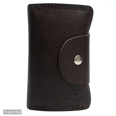 REDHORNS Genuine Leather 14 Slots Card Holder Brown Slim Stylish Credit Debit ATM Holder Wallet Lightweight for Men Women with Premium Pocket Sized