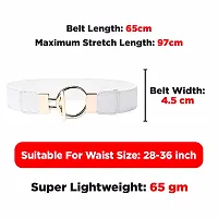 REDHORNS Elastic Fabric Waist Belt for Women Dresses Round Buckle Design Stretchy Wide Ladies Belt for Saree Girls Jeans - Free Size (LD33J_White)-thumb4