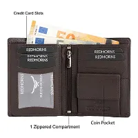 REDHORNS Stylish Genuine Leather Wallet for Men Lightweight Bi-Fold Slim Wallet with Card Holder Slots Purse for Men (A07R3_Dark Brown)-thumb3