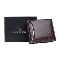 REDHORNS Genuine Leather Wallet for Men Slim Bi-Fold Gents Wallets with ATM Card ID Slots Purse for Men (340L-Cherry)-thumb4