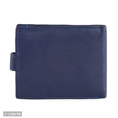 REDHORNS Stylish Genuine Leather Wallet for Men Lightweight Bi-Fold Slim Wallet with Card Holder Slots Purse for Men (A09I_Navy Blue)-thumb4