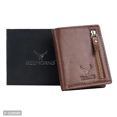REDHORNS Stylish Genuine Leather Wallet for Men Lightweight Bi-Fold Slim Wallet with Card Holder Slots Purse for Men (WC-350B_Brown)-thumb5