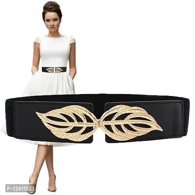 REDHORNS Womens Floral Design Belts Casual Thin Female Belts Dress Skirt Waist Elegant Ladies Designer Waistband (LD79A_Black)-thumb0