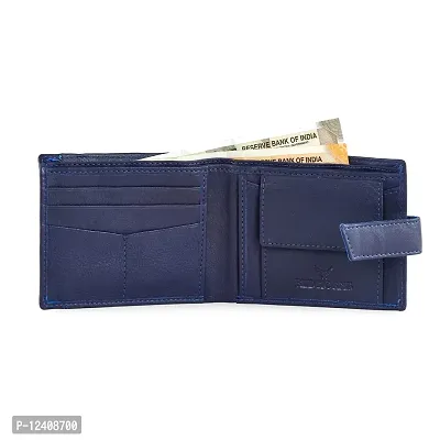 REDHORNS Stylish Genuine Leather Wallet for Men Lightweight Bi-Fold Slim Wallet with Card Holder Slots Purse for Men (A09I_Navy Blue)-thumb3