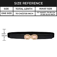 REDHORNS Elastic Fabric Waist Belt for Women Dresses Circle Design Stretchy Slim Ladies Belt for Saree Girls Jeans - Free Size (LD86A_Black)-thumb4