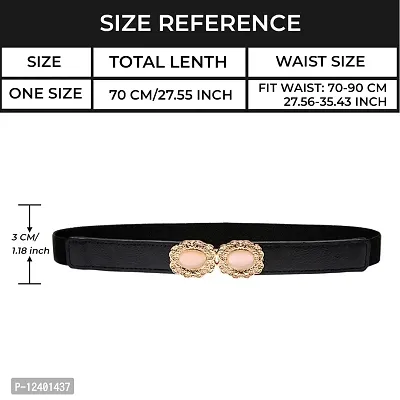 REDHORNS Elastic Fabric Waist Belt for Women Dresses Circle Design Stretchy Slim Ladies Belt for Saree Girls Jeans - Free Size (LD86A_Black)-thumb5