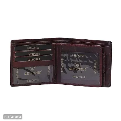 REDHORNS Top Grain Genuine Leather Wallet for Men | Brown Ultra Slim  Compact Purse | Handcrafted Ultra Strong Stitching | Zip with 9 Card Slots | Hidden Pockets with ID Slots - WM-621E (B. Brown)-thumb3