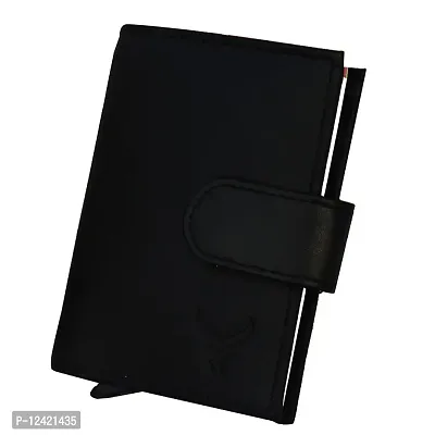 REDHORNS Luxury Premium Leather Wallets Perfect Size Easy Access Regular Card Holder with Wallet (Black)