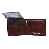 REDHORNS Top Grain Genuine Leather Wallet for Men | Ultra Slim  Compact Purse | Handcrafted Ultra Strong Stitching | Zip with 9 Card Slots | Hidden Pockets with ID Slots - WM-639E (B. Brown)-thumb2