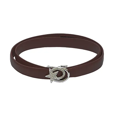 REDHORNS PU Leather Waist Belt for Women Dresses Star Design Adjustable Slim Belt for Ladies Saree - Free Size (LD129)