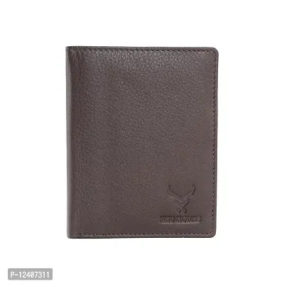 REDHORNS Stylish Genuine Leather Wallet for Men Lightweight Bi-Fold Slim Wallet with Card Holder Slots Purse for Men (A07R3_Dark Brown)