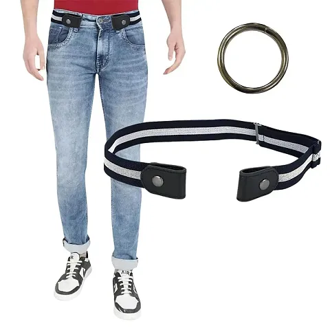 REDHORNS Men's No Buckle Stretch Belt Invisible Elastic Belt for Jeans Pants all-match Elastic Belt